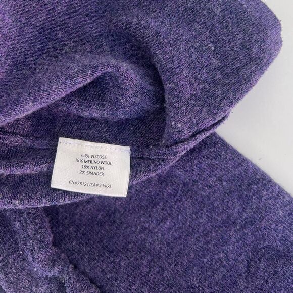 Eileen Fisher Merino Wool Blend Purple V-Neck Long Sleeve Soft Stretch Sweater - Picture 5 of 5